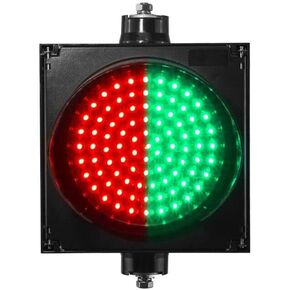 BBMi 8 بوصة أحمر وأخضر 2 في 1 إشارة مرور، توقف وانطلق، ضوء LED، غطاء أسود للكمبيوتر الشخصي، مصباح مرور بعدسات شفافة، خارجي مقاوم للماء IP65، ضوء إيقاف حركة المرور LED الصناعي (85-265 فولت تيار متردد).