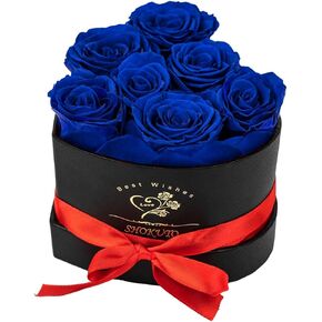 7-Piece Preserved Fresh Roses in Heart Box - Perfect Valentines Day Birthday Gift for Women & Mothers. 100%% Real Roses That Last for 3 Years. Flowers for Prime Delivery for Valentines & Mother's Day