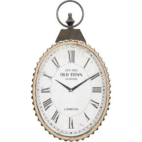 Deco 79 Metal Pocket watch Style Wall Clock with Rope Accent, 12" x 3" x 21", Black