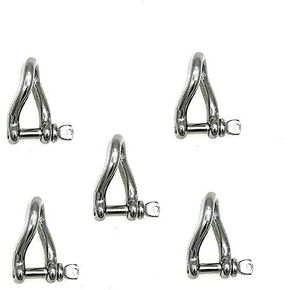 Marine Grade AISI 316 Stainless Steel Screw Pin Mini Twist Shackle 5/32"(4mm)-5 Pcs