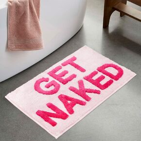 Get Naked Bath Mats Bathroom Rugs - 17" x 24" Absorbent Soft Pink Bath Rugs, Machine Washable Soft Small Pink Bath Mat for Sink Non Slip, Pink