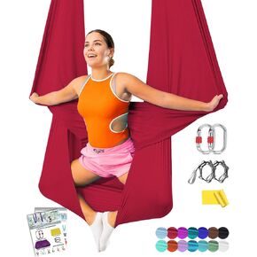 Aerial Yoga Hammock 5.5 Yards Aerial Silks Kit for Home Yoga Gymnastics Swing Flying Antigravity Flexibility Core Strength Fitness Exercise, Includes Carabiner, Daisy Chain and Guide, All Levels