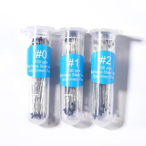Stainless Steel Specimen Insect Pins - with epoxy Resin Head for Entomology, Lab Dissection and Specimen Collection Pins (#0,1,2)