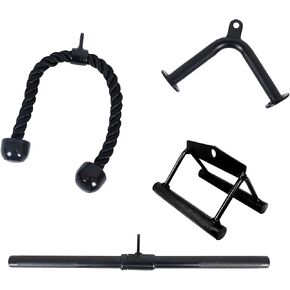 Signature Fitness Tricep Press Down Cable Attachment, LAT Pulldown Attachment, Weight Machine Accessories, V Handle with Rotation, Tricep Rope, Rotating Bar, V-Shaped Bar, Multiple Options