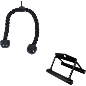 Signature Fitness Tricep Press Down Cable Attachment, LAT Pulldown Attachment, Weight Machine Accessories, V Handle with Rotation, Tricep Rope, Rotating Bar, V-Shaped Bar, Multiple Options
