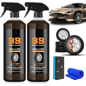 Brake Bomber Cleaner Powerful Wheel Cleaner,Bronze Bomber Non-Acid Wheel Cleaner Perfect for Cleaning Wheels and Tires Safe On Alloy,Automobile Wheel Cleaner 120ml(2pcs)