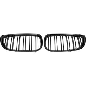 X AUTOHAUX Glossy Black Front Upper Kidney Grille Grill for BMW 3 Series E92 2 Door Coupe Double Slat 2007 2008 2009 2010 2pcs