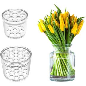 مجموعة حامل جذع ايكيبانا الحلزوني، حلقة حامل جذع زهرة حلزونية قابلة لإعادة الاستخدام، حامل جذع حلزوني لمزهريات الزهور، حامل ترتيب الزهور على شكل باقة زهور DIY (شفاف، صغير + كبير) in Kuwait