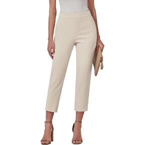 GRAPENT Capri Pants for Women High Waisted Pull On Dress Pants Slim Straight Leg Stretchy Waist Capris Trousers Pants
