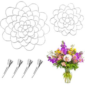 2Pcs Flower Arrangement Holder,4"and 6"Wire Flower Arranging Tool,Stainless Steel Bendable Reusable Floral Grid Flower Frog for Vase Bouquets Plant Fixation