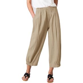 Les umes L Wide Leg Cropped Pants for Women High Waist Cotton Trousers Lounge Capri Harem Pants