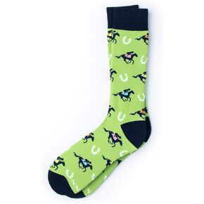 Talk Derby To Me Men's Horse Pony Blanket Hipster Novelty Crew Carded Cotton Socks (1 Pair)