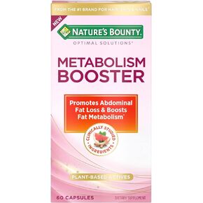 Nature’s Bounty Metabolism Booster Supplement, Boosts Fat Metabolism, Promotes Abdominal Fat Loss, with Citrus Extracts and Black Ginger, 60 Capsules