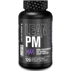 Jacked Factory Lean PM Max - High-Performance Weight Loss, Sleep Support, Fat Burner, & Appetite Suppressant for Men and Women w/Melatonin, Magnesium, Carnipure, & Ashwagandha - 120 Diet Pills