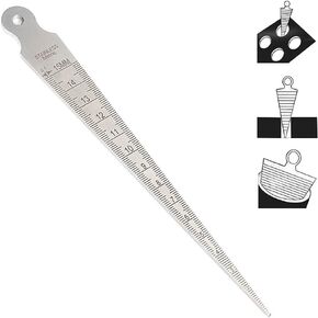 Taper Gage 1-15mm 1/32-5/8 Inch Stainless Steel Taper Welding Gauge Inch&Metric Feeler Gap Hole Measure Tool