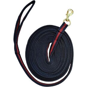 Soft Padded Lunge Line Rein Lead for Horses 27ft Looped Handle Swivel Clip (Brown/Beige)
