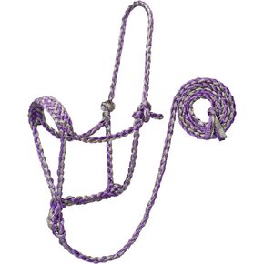 Weaver Leather 35-7820-R3 Braided Rope Halter with 6' Lead, Average, Gray/Purple