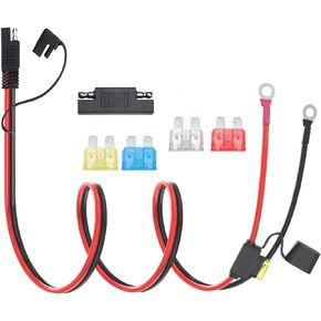 10AWG SAE Connector Cable 3.3Ft SAE to O Ring Terminal Harness with 10A 15A 20A 25A Protection Fuse for Safety,2-Pin Quick Disconnect Plug,SAE to O Ring Cable for Solar Panel Motorcycle Boat