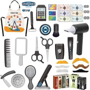 RedCrab Shaving Kit for Boys, Kids Hair Salon Stylist, Boys Grooming Salon Set Pretend Play, Barber Shop Accessories for Chirldren Includes Apron, Hair Dryer, Brow Razor, Best Gift for Kids 3+ Years