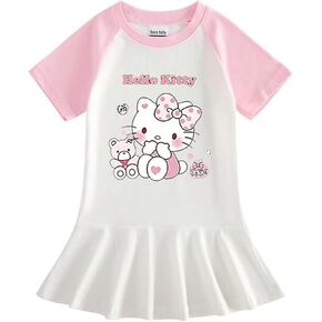 فستان بناتي قطني من Hellokitty للتنس، تنورة رياضية بطيات، كارتون للأطفال من 3 إلى 9 سنوات in Kuwait