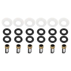 Fuel Injector O Rings Seals with Micro Filters Fuel Injector Repair Kit for Nissan Sentra 1.8L L4 2000-2003 Rubber Black (Set of 6)