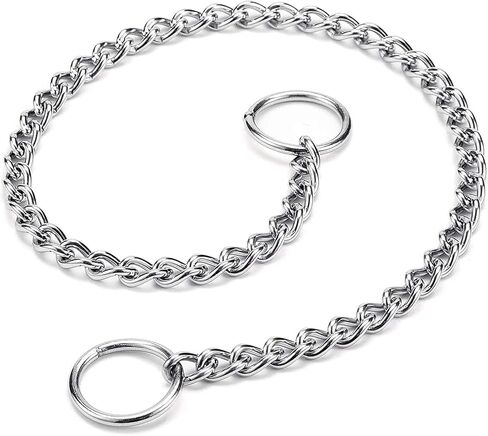 أطواق سلسلة الكلاب (صنع في الولايات المتحدة الأمريكية) 304 من الفولاذ المقاوم للصدأ قلادة معدنية مقاومة للمضغ للكلاب مضادة لللف ومقود تمديد للكلاب الصغيرة والمتوسطة والكبيرة والكبيرة جدًا للتدريب على المشي (كبير) in Saudi Arabia