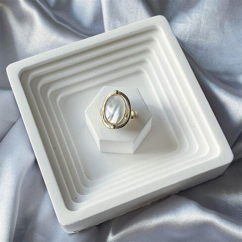 خاتم أذن البحر البحري للنساء هدايا الذكرى السنوية للمجوهرات المصنوعة يدويًا، شريط خاتم قابل للتعديل للنساء (مطلي بالذهب عيار 14 قيراط) in Kuwait