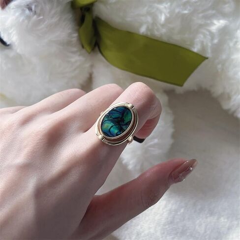 خاتم أذن البحر البحري للنساء هدايا الذكرى السنوية للمجوهرات المصنوعة يدويًا، شريط خاتم قابل للتعديل للنساء (مطلي بالذهب عيار 14 قيراط) in Kuwait