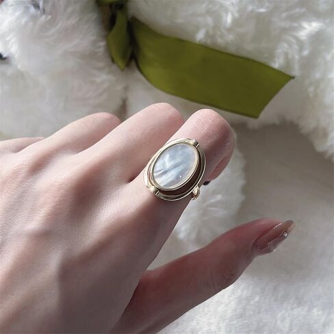 خاتم أذن البحر البحري للنساء هدايا الذكرى السنوية للمجوهرات المصنوعة يدويًا، شريط خاتم قابل للتعديل للنساء (مطلي بالذهب عيار 14 قيراط) in Kuwait