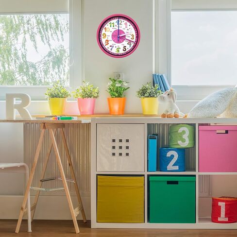 Educational Wall Clock - Silent Movement Time Teaching Clock for Teacher's Classrooms and Kid's Bedrooms - Math Circles (Silver/Black) in Saudi Arabia