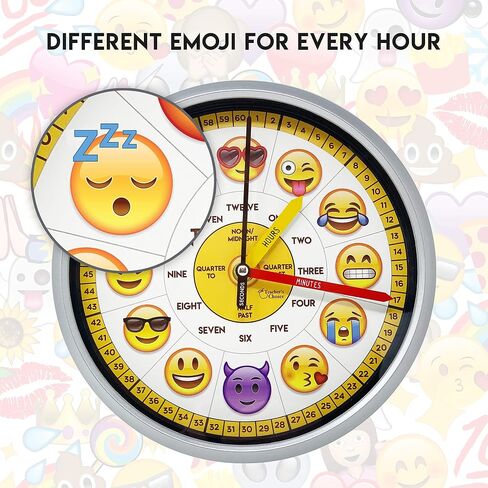 Educational Wall Clock - Silent Movement Time Teaching Clock for Teacher's Classrooms and Kid's Bedrooms - Math Circles (Silver/Black) in Saudi Arabia