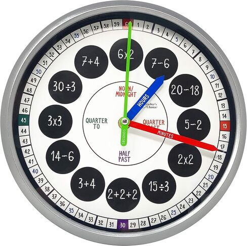 ساعة حائط تعليمية - ساعة تعليمية لوقت الحركة الصامتة لفصول المعلمين وغرف نوم الأطفال والحيوانات in Kuwait