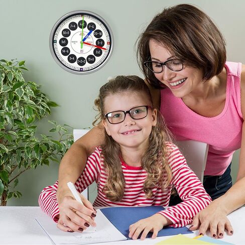 ساعة حائط تعليمية - ساعة تعليمية لوقت الحركة الصامتة لفصول المعلمين وغرف نوم الأطفال والحيوانات in Kuwait