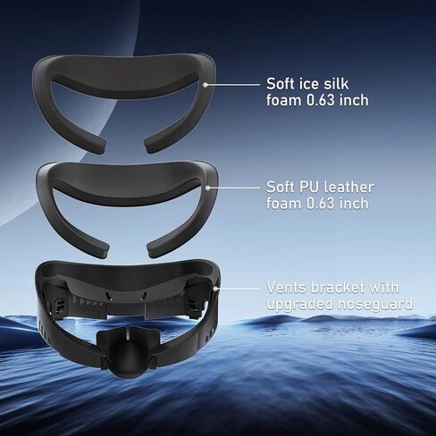 Facial Interface Compatible with Meta Quest 3 Accessories,Face Cushion Cover with Anti-Leakage Nose Pad,Breathable Ice Silk Cotton in Kuwait