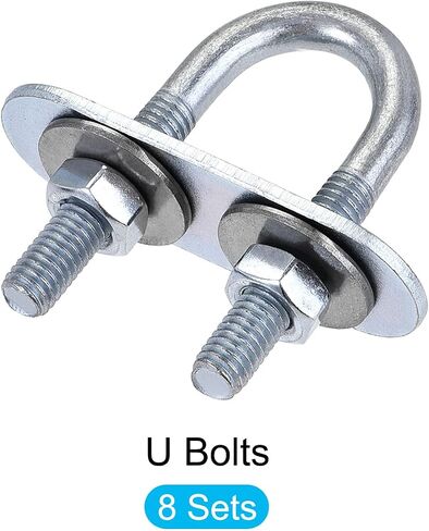 U Bolts 8 Sets (M6x16x46mm), Round U Bolt Steel with Accessories - for Construction, Pipe in Saudi Arabia