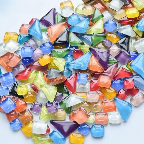 500g Mixed Color Crystal Mosaic Tiles, Atarvana 0.4''X0.4'' Mosaic Tile for DIY Art Projects with Different Shapes Tiles, Square, Triangle, Rounds Mosaic Tile for Handmade Craft in Saudi Arabia