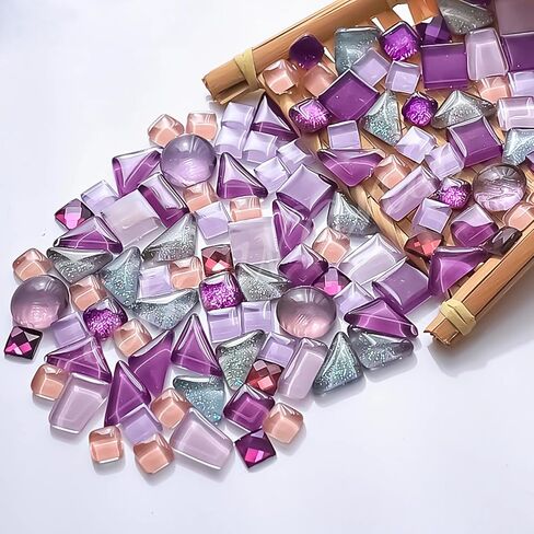 500g Mixed Color Crystal Mosaic Tiles, Atarvana 0.4''X0.4'' Mosaic Tile for DIY Art Projects with Different Shapes Tiles, Square, Triangle, Rounds Mosaic Tile for Handmade Craft in Saudi Arabia