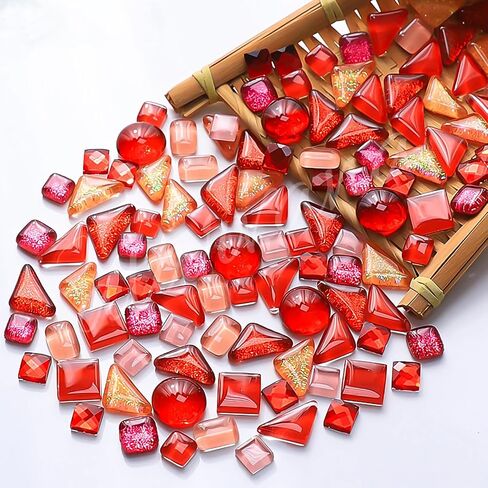 500g Mixed Color Crystal Mosaic Tiles, Atarvana 0.4''X0.4'' Mosaic Tile for DIY Art Projects with Different Shapes Tiles, Square, Triangle, Rounds Mosaic Tile for Handmade Craft in Saudi Arabia