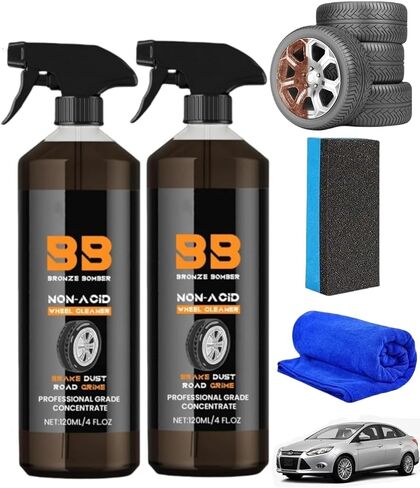 منظف ​​العجلات البرونزي غير الحمضي 120 مل - منظف العجلات البرونزي القوي مثالي لتنظيف العجلات والإطارات (قطعتان) in Kuwait
