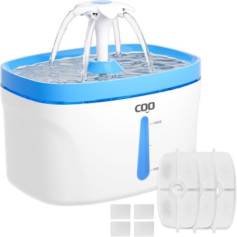 نافورة مياه للقطط، نافورة مياه أوتوماتيكية للحيوانات الأليفة بسعة 84 أونصة سائلة/2.5 لتر مع ضوء LED، نافورة مياه فائقة الهدوء للكلاب، نافورة مياه للحيوانات الأليفة بفلتر الكربون المنشط للقطط والكلاب والحيوانات الأليفة المتعددة in Kuwait