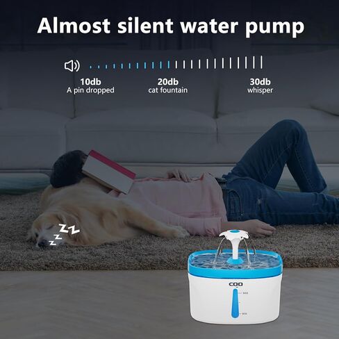 نافورة مياه للقطط، نافورة مياه أوتوماتيكية للحيوانات الأليفة بسعة 84 أونصة سائلة/2.5 لتر مع ضوء LED، نافورة مياه فائقة الهدوء للكلاب، نافورة مياه للحيوانات الأليفة بفلتر الكربون المنشط للقطط والكلاب والحيوانات الأليفة المتعددة in Kuwait