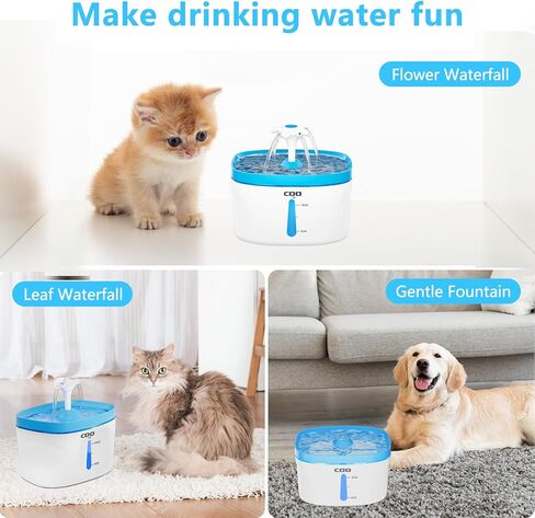 نافورة مياه للقطط، نافورة مياه أوتوماتيكية للحيوانات الأليفة بسعة 84 أونصة سائلة/2.5 لتر مع ضوء LED، نافورة مياه فائقة الهدوء للكلاب، نافورة مياه للحيوانات الأليفة بفلتر الكربون المنشط للقطط والكلاب والحيوانات الأليفة المتعددة in Kuwait