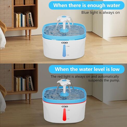 نافورة مياه للقطط، نافورة مياه أوتوماتيكية للحيوانات الأليفة بسعة 84 أونصة سائلة/2.5 لتر مع ضوء LED، نافورة مياه فائقة الهدوء للكلاب، نافورة مياه للحيوانات الأليفة بفلتر الكربون المنشط للقطط والكلاب والحيوانات الأليفة المتعددة in Kuwait
