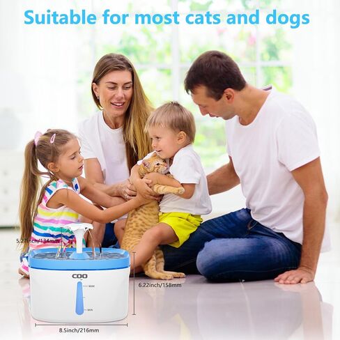 نافورة مياه للقطط، نافورة مياه أوتوماتيكية للحيوانات الأليفة بسعة 84 أونصة سائلة/2.5 لتر مع ضوء LED، نافورة مياه فائقة الهدوء للكلاب، نافورة مياه للحيوانات الأليفة بفلتر الكربون المنشط للقطط والكلاب والحيوانات الأليفة المتعددة in Kuwait