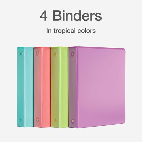 مجلدات كاردينال 3 حلقات، 1.5 بوصة، حلقات دائرية، تحمل 350 ورقة، عرض تقديمي ClearVue، غير لاصق، ألوان استوائية متنوعة، 4 عبوات (79558) in Saudi Arabia