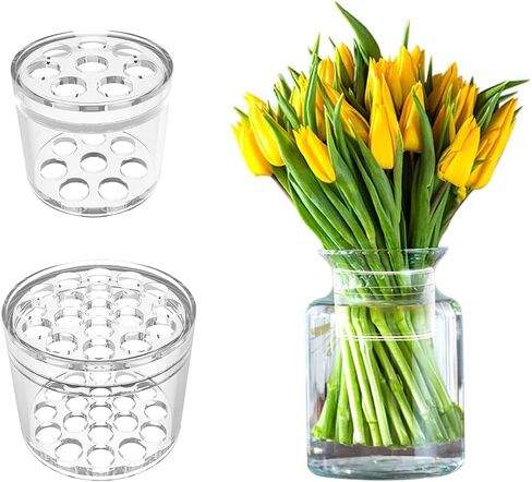 مجموعة حامل جذع ايكيبانا الحلزوني، حلقة حامل جذع زهرة حلزونية قابلة لإعادة الاستخدام، حامل جذع حلزوني لمزهريات الزهور، حامل ترتيب الزهور على شكل باقة زهور DIY (شفاف، صغير + كبير) in Kuwait