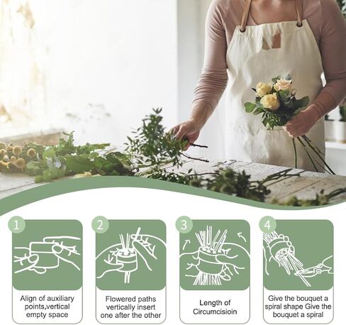 مجموعة حامل جذع ايكيبانا الحلزوني، حلقة حامل جذع زهرة حلزونية قابلة لإعادة الاستخدام، حامل جذع حلزوني لمزهريات الزهور، حامل ترتيب الزهور على شكل باقة زهور DIY (شفاف، صغير + كبير) in Kuwait