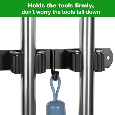 2 Racks and 3 Hooks Mop and Broom Holder Wall Mount, Self Adhesive Heavy Duty Broom Organizer Storage Tool Racks for Kitchen Garden Laundry Garage in Saudi Arabia