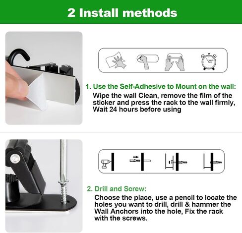 2 Racks and 3 Hooks Mop and Broom Holder Wall Mount, Self Adhesive Heavy Duty Broom Organizer Storage Tool Racks for Kitchen Garden Laundry Garage in Saudi Arabia