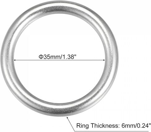 uxcell 316 Stainless Steel Round Ring Welded O-Rings 35mm(1.38") ID 6mm Thick 2pcs in Saudi Arabia
